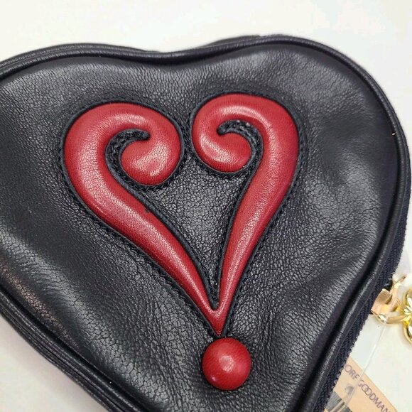NWT Vintage Love Moschino Black Zip Around Wallet Heart Pouch Coin Purse - Picture 2 of 8